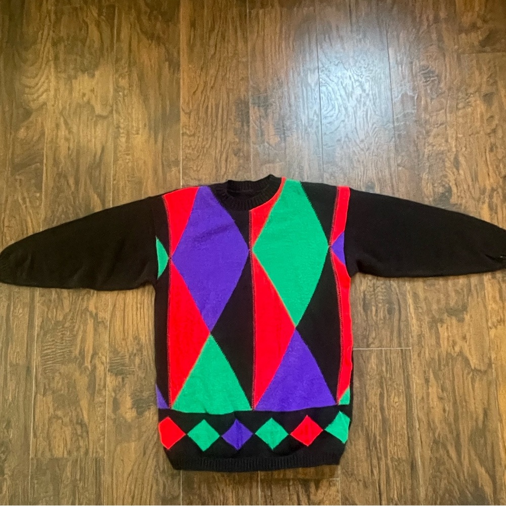 Vintage color block sweater no tag but measurements in photo
